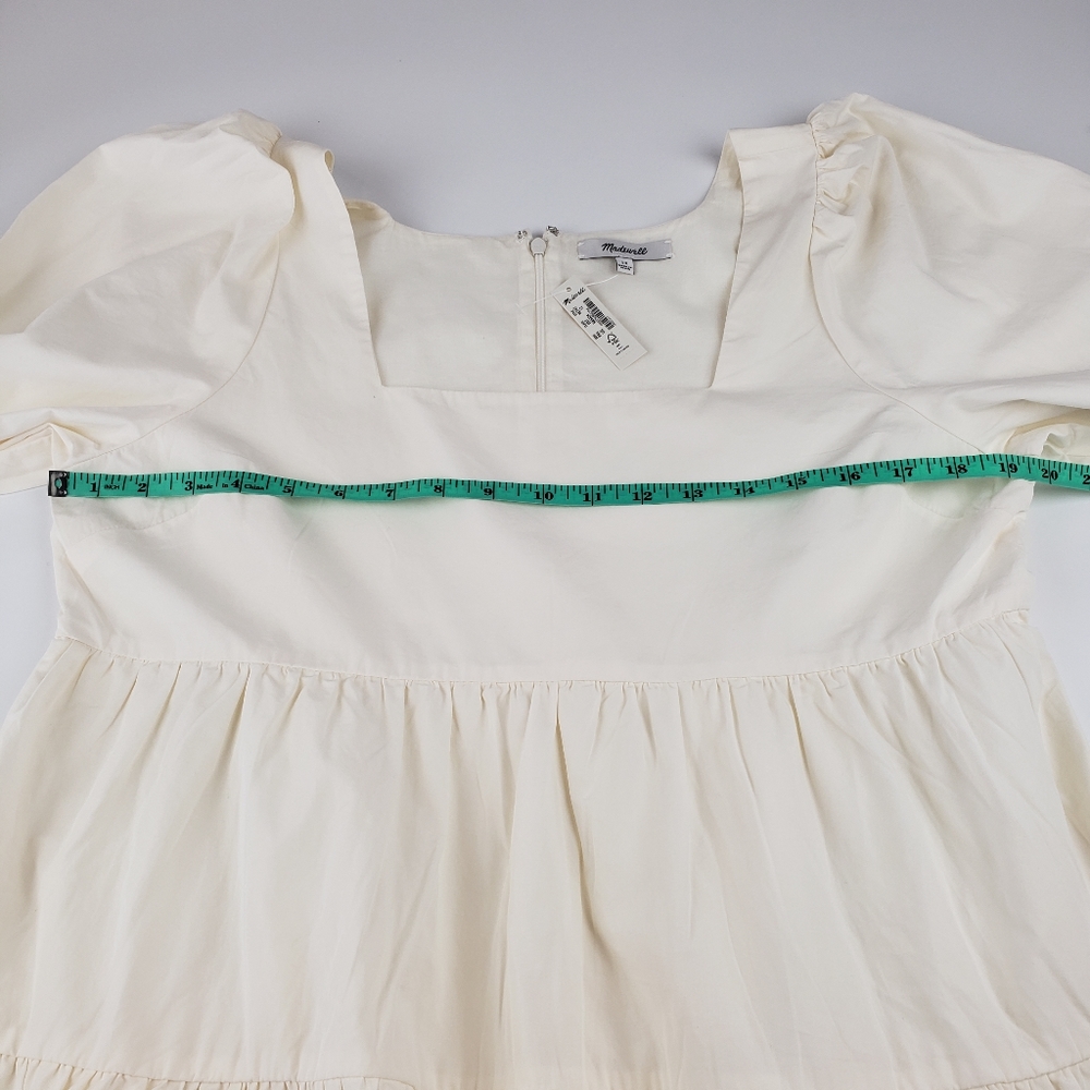 Madewell NWT Poplin Lizzie Babydoll Dress 12 Puffed Sleeves-Tiered Lighthouse - Picture 11 of 15